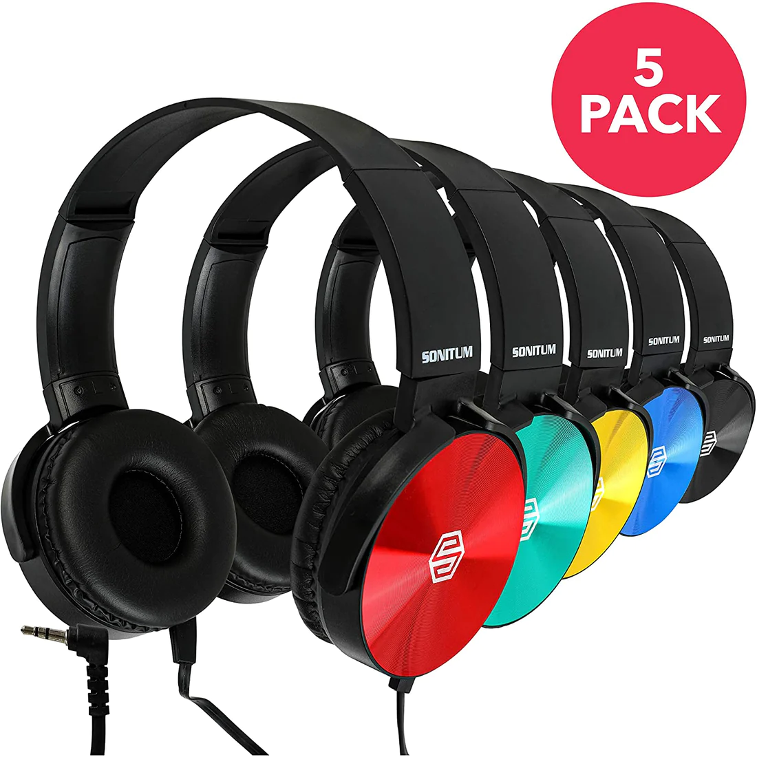 Sonitum Bulk 5 Pack Classroom Headsets